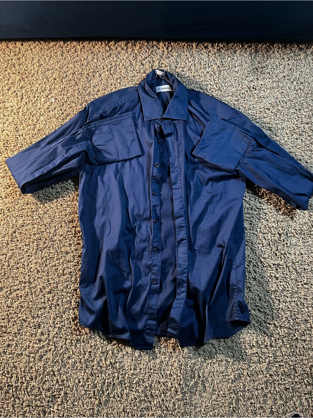 le chateau Navy Short-Sleeve Button-Up Shirt